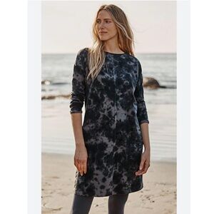 J. Jill Smoky Black Pure Jill Cloud Tie Dye Cotton Knit Tunic Shirt Dress Size S